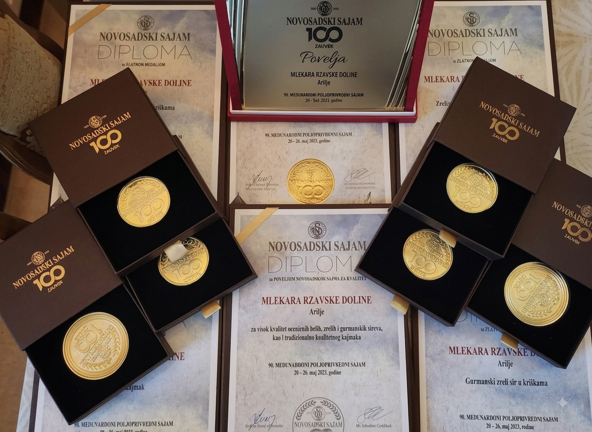 Diplome i zlatne medalje Novosadskog sajma — Mlekara Rzavske doline